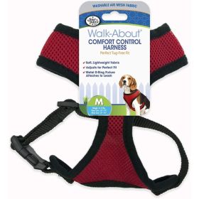 Four Paws Comfort Control Harness - Red - Medium - For Dogs 7-10 lbs (1"6-19" Chest & 10"-13" Neck)