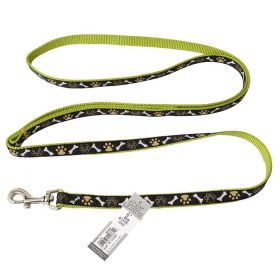 Pet Attire Ribbon Brown Paws & Bones Nylon Dog Leash - 6' Long x 5/8" Wide