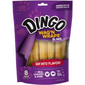 Dingo Wag'n Wraps Chicken & Rawhide Chews (No China Sourced Ingredients) - Slims 8 count